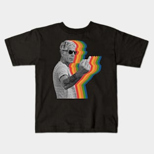 ANTHONY BOURDAIN RETRO RAINBOW Kids T-Shirt